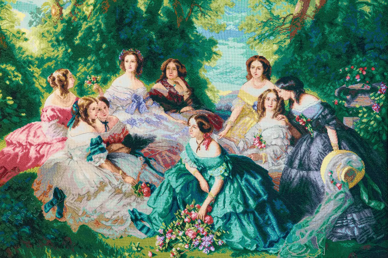 Cross-stitch kit -432 Counted cross stitch kit "Empress Eugenie surrounded  by maids of honors"