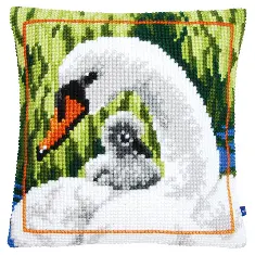 PN-0147361 Vervaco Cross Stitch Cushion "Swan and Cygnet"