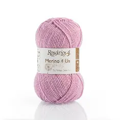42 Merino 4 Us пряжа (100%% мериносова вовна - без мулесингу), колір Середньо-рож 50 г моток ROSARIOS