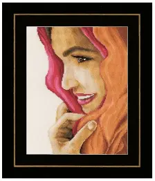 PN-0156297 Набір для вишивки хрестом LanArte Woman with Red Scarf "Жінка з червоним шарфом"