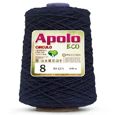 2934 APOLO ECO 8 пряжа (85%% бавовна, 15%% волокна, 600гр, 457м 1шт), темно синій