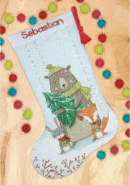 70-09621 Набір для вишивання хрестиком «Woodland Animals Stocking//Лісові тварини» DIMENSIONS