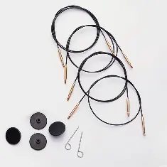 10574 Cable, 56cm rotating stainless steel black with nylon coating, 80cm KnitPro