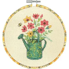 72-76319 Набір для вышивання хрестом Watering Can Лейка з квітами DIMENSIONS з п'яльцями