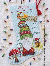 70-09000 Набір для вишивання хрестом «Gnome Christmas Stocking//Різдвяний гном» DIMENSIONS