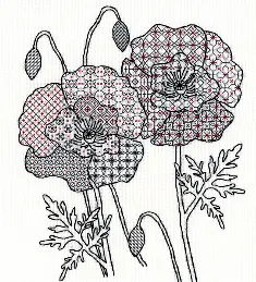 XBW4 Набір для вишивання хрестом Blackwork Poppy "Мак" Bothy Threads