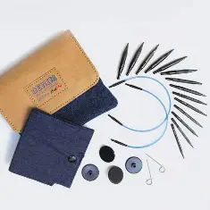 20645 Набір укорочених з'ємних спиць Indigo Wood Denim KnitPro