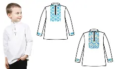 153-12-09 Сорочка для хлопчиків під вишивку, біла, довгий рукав, розмір 42