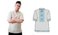 785-14/08 Сорочка чоловіча, льон, короткий рукав, розмір 44