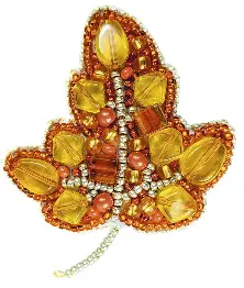 BP-271 Beadwork kit for creating broоch Crystal Art "Leaf"