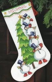 08820 Набір для вишивання хрестом DIMENSIONS Trimming the Tree. Stocking "Сніговик та ялинка. Панчоха"