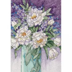 65074 Набір для вишивання хрестиком Білі півонії/White Peonies,13*18см,DIMENSIONS(перевипуск)
