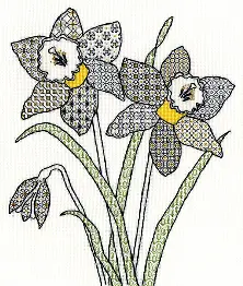 XBW7 Набір для вишивання хрестом Blackwork Daffodil "Нарцис" Bothy Threads 