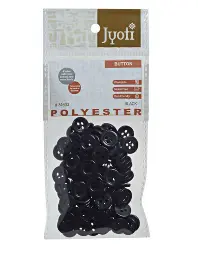 34603 Пластикові гудзики чорні діам. 1 см, 100 шт. JYOTI