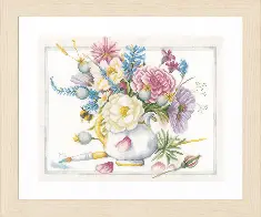 PN-0165375 Набір для вишивки хрестом LanArte Flowers in white pot "Квіти у білому горщику"