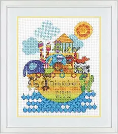 70-74066 Набір для вишивання хрестом DIMENSIONS Noah’s Animals Birth Record "Дитяча метрика. Тварини Ноя"