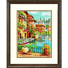 71-20080 Counted cross stitch kit DIMENSIONS "Cafe on the Canal" 