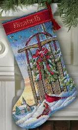 08819 Counted cross stitch kit DIMENSIONS "Christmas Sled. Stocking"