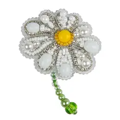 BP-323 Beadwork kit for creating broоch Crystal Art "Chamomile"
