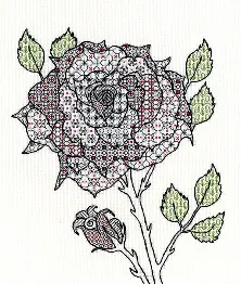 XBW6 Набір для вишивання хрестом Blackwork Rose "Троянда" Bothy Threads