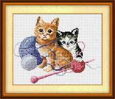 018T Набір для малювання камінцями (полотно) "Кошенята" LasKo