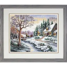 13691 Набор для вышивания крестом Зимняя улица/Winter Outing,36*28см,DIMENSIONS(перевыпуск)