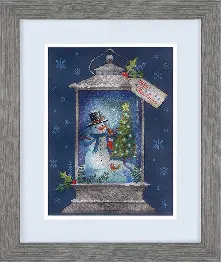 70-08987 Набір для вишивання нитками  Ліхтар зі сніговиком Snowman Lantern Dimensions