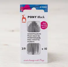 02843 Гострі ручні голки асорті розмірів № 3–9, 10 шт., серіі Milliners Black PONY