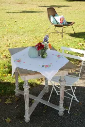 PN-0174589 Набір для вишивання гладдю (скатертина) Vervaco Spring flowers and butterflies "Весняні квіти та метелики"