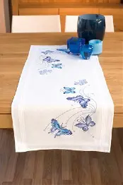 PN-0145089 Набір для вишивання хрестом (доріжка на стіл) Vervaco Blue butterflies "Блакитні метелики"