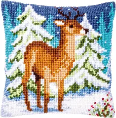 PN-0146918 Cross stitch kit (pillow) Vervaco "Deer in winter"