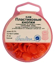 443.RED Кнопки пластикові, 12.4мм, колір червоний