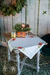 PN-0157190 Cross stitch kit (tablecloth) Vervaco, Christmas flowers 80x80