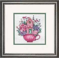 70-65232 Набір для вишивання хрестиком Teacup house/Чайний будинок  DIMENSIONS