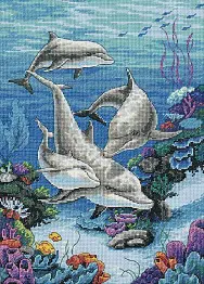 03830 Counted cross stitch kit DIMENSIONS "The Dolphins Domain"