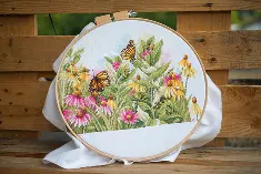 PN-0179972 Cross stitch kit Lanarte, 44x28, fabric 27, Butterflies and coneflowers