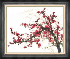 Mixed technique stitch kit М-01 "Oriental cherry branch"