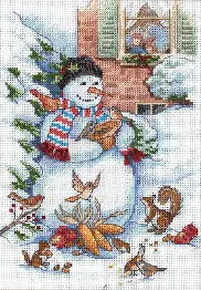 08801 Набір для вишивання хрестом DIMENSIONS Snowman and Friends "Сніговик та друзі"