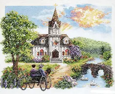 03227 Counted cross stitch kit DIMENSIONS "Country Church"