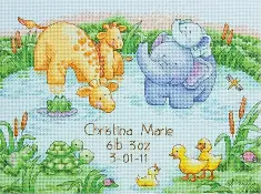 70-73697 Набір для вишивання хрестиком Little Pond Birth Record (Маленький ставок)  DIMENSIONS