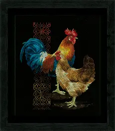 PN-0162577 Набір для вишивання хрестом Vervaco Chicken & Rooster "Курка та півник"