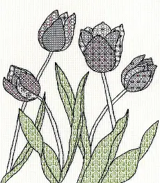 XBW8 Набір для вишивання хрестом Blackwork Tulips "Тюльпани" Bothy Threads