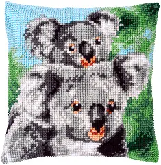 PN-0158399 Набір для вишивання хрестом (подушка) Vervaco Koala with baby "Коала з немовлям"