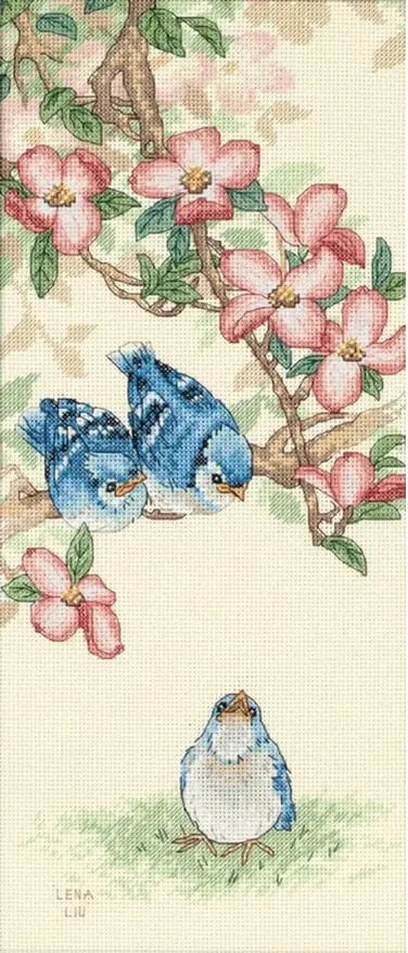 13728 Набір для вишивання хрестиком Baby Blue Jays /Пташенята синьої сойки DIMENSIONS. Catalog. Kits
