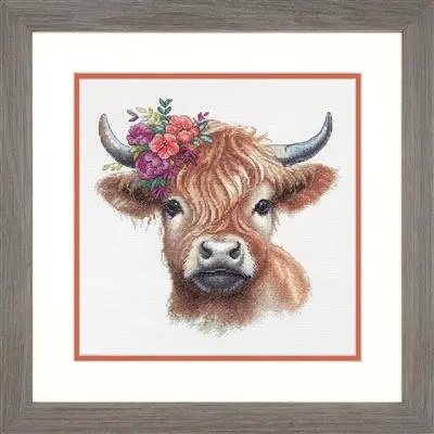 70-35449 Набір для вишивання хрестиком Highland cow/Корова з Гайленда DIMENSIONS. Catalog. Kits