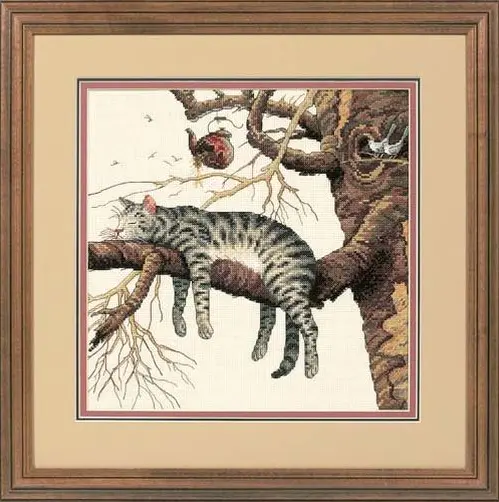 35087 Набор для вышивания крестом DIMENSIONS Too Pooped Cat "Слишком устал". Catalog. Kits