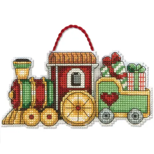70-08897 Набор для вышивания крестом DIMENSIONS Train Christmas Ornament "Рождественское украшение Поезд". Catalog. Kits
