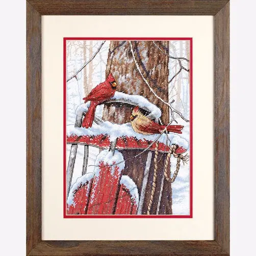 70-08837 Набор для вышивания крестом DIMENSIONS Cardinals on Sled "Кардиналы на санках". Каталог товарів. Набори
