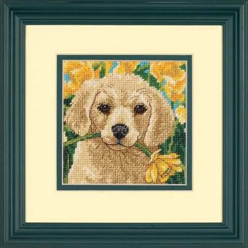 07231 Набор для вышивания (гобелен) DIMENSIONS Puppy Mischief "Озорной щенок". Catalog. Kits