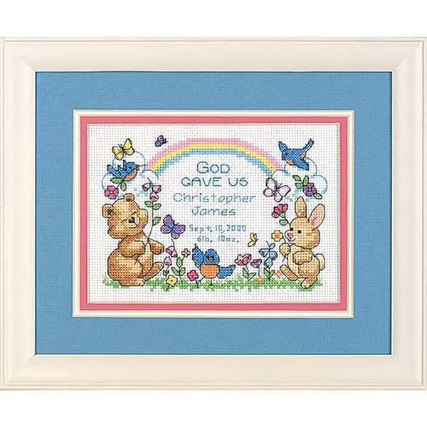 06802 Набор для вышивания крестом DIMENSIONS God's Babies Birth Record "Детская метрика. Дитя Божье". Catalog. Kits